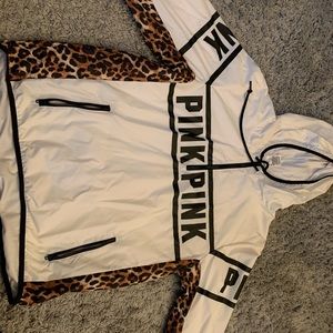 Pink wind breaker (white and leopard)
